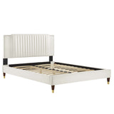 Zahra Channel Tufted Performance Velvet King Platform Bed by Lefancy