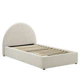 Resort Upholstered Fabric Arched Round Twin Platform Bed by Lefancy