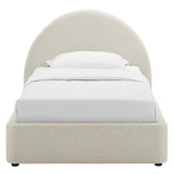 Resort Upholstered Fabric Arched Round Twin Platform Bed by Lefancy