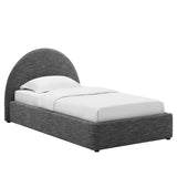 Resort Upholstered Fabric Arched Round Twin Platform Bed by Lefancy