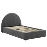 Resort Upholstered Fabric Arched Round Twin Platform Bed by Lefancy