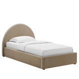 Resort Performance Velvet Arched Round Twin Platform Bed by Lefancy