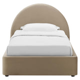 Resort Performance Velvet Arched Round Twin Platform Bed by Lefancy