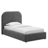 Keynote Upholstered Fabric Curved Twin Platform Bed by Lefancy