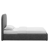 Keynote Upholstered Fabric Curved Twin Platform Bed by Lefancy