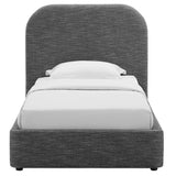 Keynote Upholstered Fabric Curved Twin Platform Bed by Lefancy