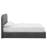 Keynote Upholstered Fabric Curved Full Platform Bed by Lefancy