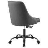 Distinct Tufted Swivel Vegan Leather Office Chair by Lefancy