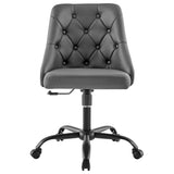 Distinct Tufted Swivel Vegan Leather Office Chair by Lefancy