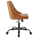 Distinct Tufted Swivel Vegan Leather Office Chair by Lefancy