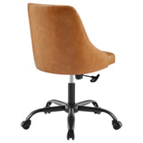 Distinct Tufted Swivel Vegan Leather Office Chair by Lefancy