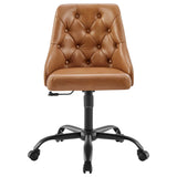 Distinct Tufted Swivel Vegan Leather Office Chair by Lefancy