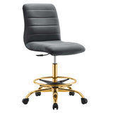 Ripple Armless Performance Velvet Drafting Chair by Lefancy