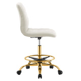 Ripple Armless Performance Velvet Drafting Chair by Lefancy