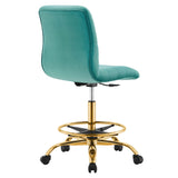 Ripple Armless Performance Velvet Drafting Chair by Lefancy