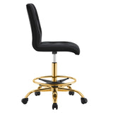 Prim Armless Performance Velvet Drafting Chair by Lefancy