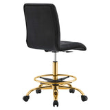 Prim Armless Performance Velvet Drafting Chair by Lefancy