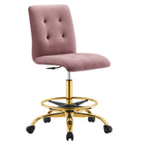 Prim Armless Performance Velvet Drafting Chair by Lefancy