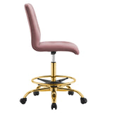 Prim Armless Performance Velvet Drafting Chair by Lefancy