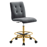 Prim Armless Performance Velvet Drafting Chair by Lefancy