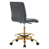 Prim Armless Performance Velvet Drafting Chair by Lefancy