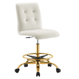 Prim Armless Performance Velvet Drafting Chair by Lefancy