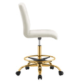 Prim Armless Performance Velvet Drafting Chair by Lefancy