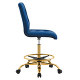 Prim Armless Performance Velvet Drafting Chair by Lefancy