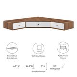 Transmit 47" Wall Mount Corner Walnut Office Desk by Lefancy