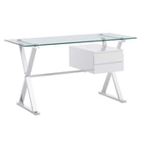 Sector 56" Glass Top Glass Office Desk by Lefancy