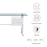 Sector 56" Glass Top Glass Office Desk by Lefancy