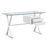 Sector 56" Glass Top Glass Office Desk by Lefancy