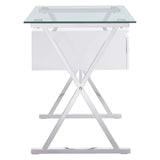 Sector 56" Glass Top Glass Office Desk by Lefancy