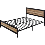 Full, Industrial, Metal, Wood, Rivet, Platform Bed, Frame, Headboard, Footboard