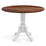 Solid Wood, Round, 40-inch, Kitchen, Dining Table, White Legs, Brown Top