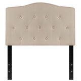 Twin size Beige Fabric Upholstered Button Tufted Headboard