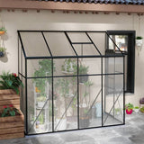 8.3 ft x 4.1 ft, Outdoor, Polycarbonate, Lean-to, Greenhouse, Black Metal Frame