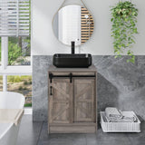 Modern Farmhouse, Bathroom Vanity, Barn Wood, Sliding Door, Black, Ceramic Sink