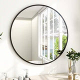 Round, 24-inch, Circular, Bathroom, Wall Mirror, Black Frame