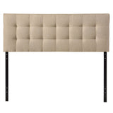 King size Beige Fabric Upholstered Headboard with Modern Tufting