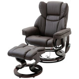 Adjustable Brown Faux Leather Remote Massage Recliner Chair w/ Ottoman