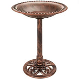 Outdoor, Garden, Polyresin, Bird Bath, Rustic, Aged Copper, Brown Finish