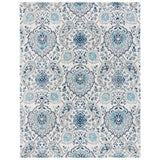 5' x 7' Coastal Blue Grey Damask Indoor Area Rug