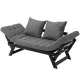 Charcoal/Black, 3 In 1, Convertible, Sofa, Chaise, Lounger, Bed, 2 Large Pillows