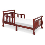 Cherry Modern Slatted Guard Rails Toddler Sleigh Bed