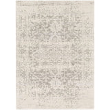 3' x 5' Distressed Oriental Area Rug in Light Grey / Beige