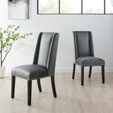 Baron Performance Velvet Dining Chairs Set of 2 in Gray by Lefancy