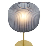 Reprise Glass Sphere Glass and Metal Table Lamp in Black Satin Brass by Lefancy