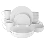 18-Piece, White Porcelain, Dinnerware Set, Plates, Bowls, Mugs, Service for 4