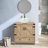 Modern, Farmhouse, Bathroom Vanity, Wooden, Sliding Door, Frosted Glass, Sink